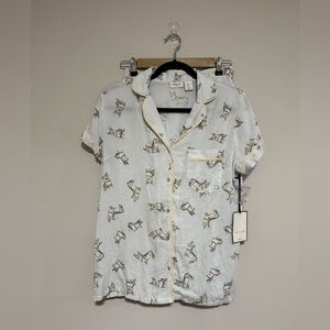 Tabitha Webb Blue Corgi Dog Print Shorts Pajama Set Size Small Lightweight NWT